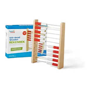 100 Bead Wooden Rekenrek Abacus for Kids Math, Kindergarten Math Manipulatives Counting Rack, Educational Math Counters Toys for Elementary Kids (Set of 1)