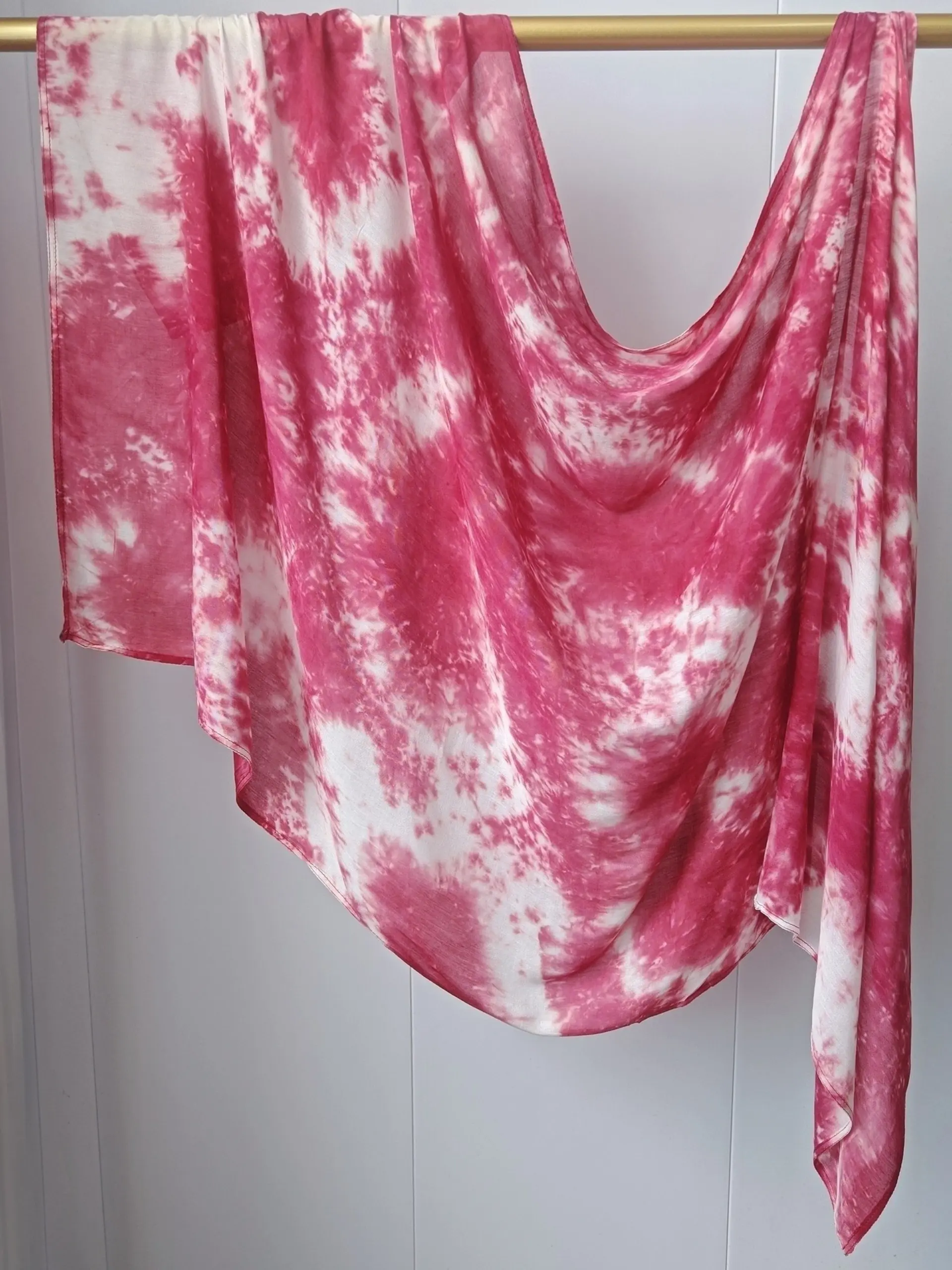 Watercolor Tie-Dye Scarf, Lightweight Modal Wrap, Versatile Sun Protection, Soft & Stretchy, Ideal for Outdoor Activities, Summer Essential
