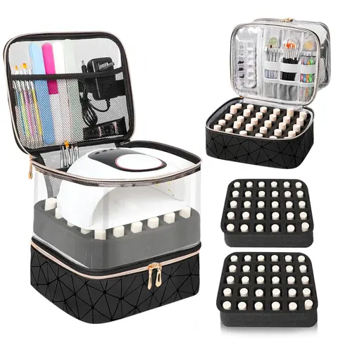 Transparent Clear Storage Nail Polish Box Holds 60 Bottles (15ML), Dual Layer Manicure Organizer, Makeup Organizer Box, Makeup Containers, Halloween Christmas Gift