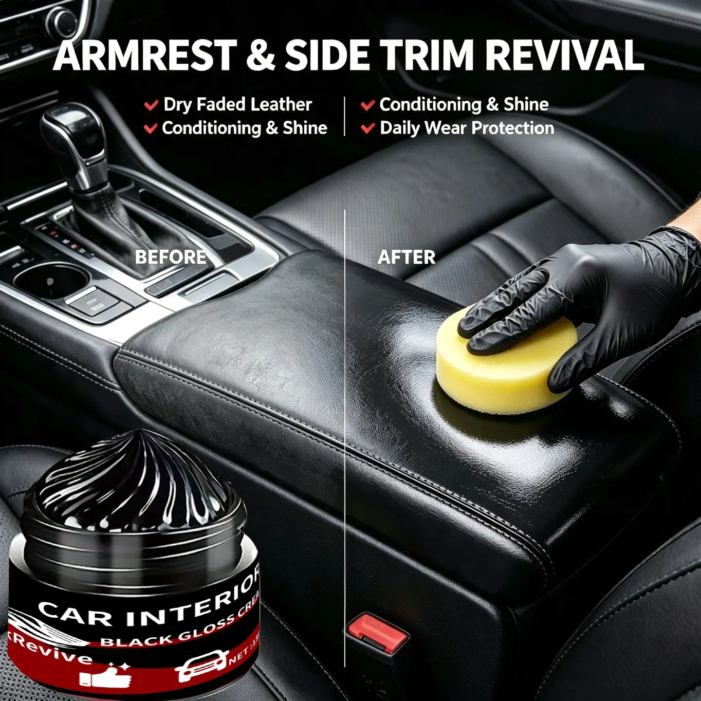 150G Car Interior Leather Care Cream, Leather Restoration Polishing Conditioner, Repair Faded Marks & Scratches, Anti‑Aging Protector
