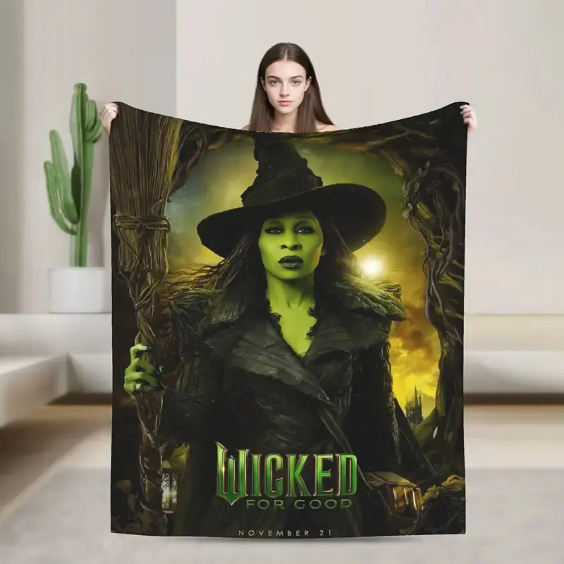 Wicked 2 Musical Movie Poster  Blankets Elphaba and Glinda Warm Plush Throw Blanket For Outdoor Flannel Bedspread Bed Cover