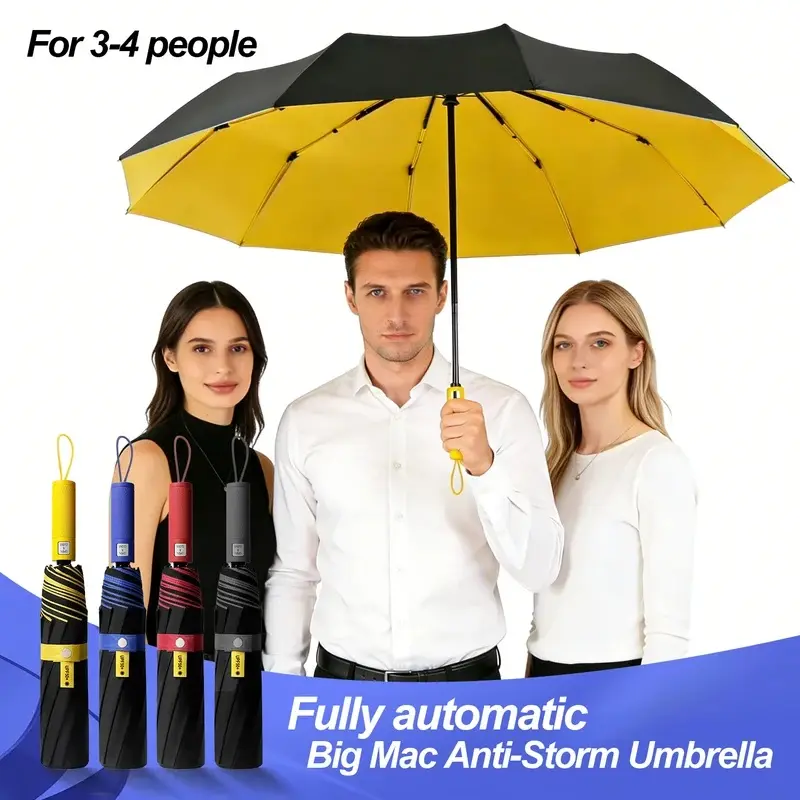 125cm oversized umbrella for heavy rain 10*2 reinforced umbrella ribs men's folding umbrella women's sunscreen umbrella