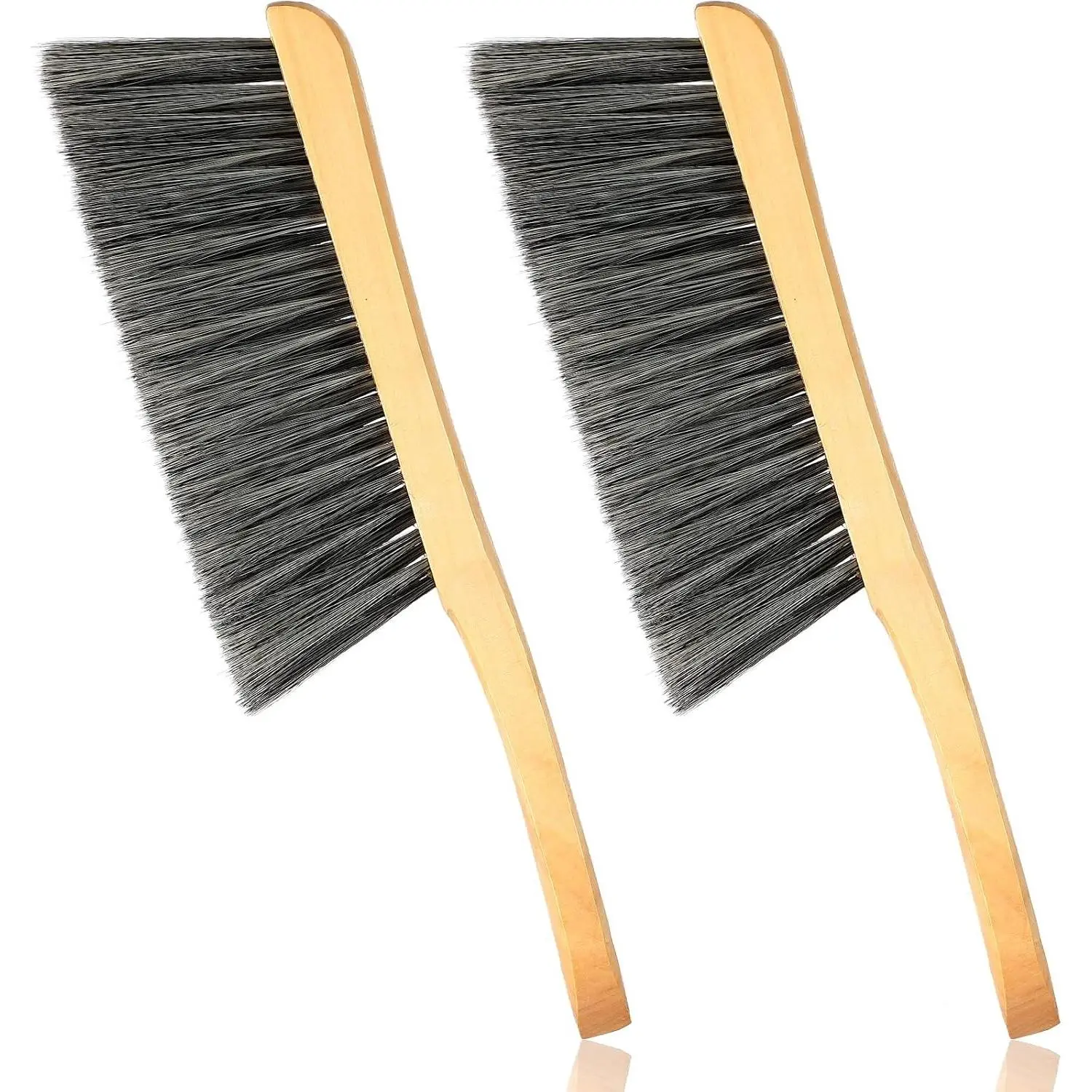 2 Pieces Wooden Bench Brushes Fireplace Brush Natural Fiber Bench Soft Bristles Long Wood Handle Dust for Hearth Tidy Car Home Workshop Woodworking(Gray)