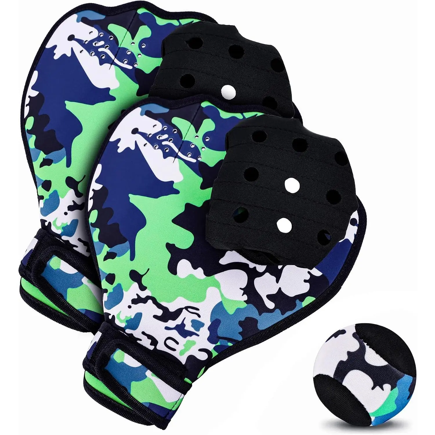 Water Baseball Ball and Gloves Set for Pool and Beach Games - Includes 1 Water Bouncing Ball and 2 Catch Mitts, Ambidextrous Design, One Size, Perfect for Swimming Pool and Beach Toys