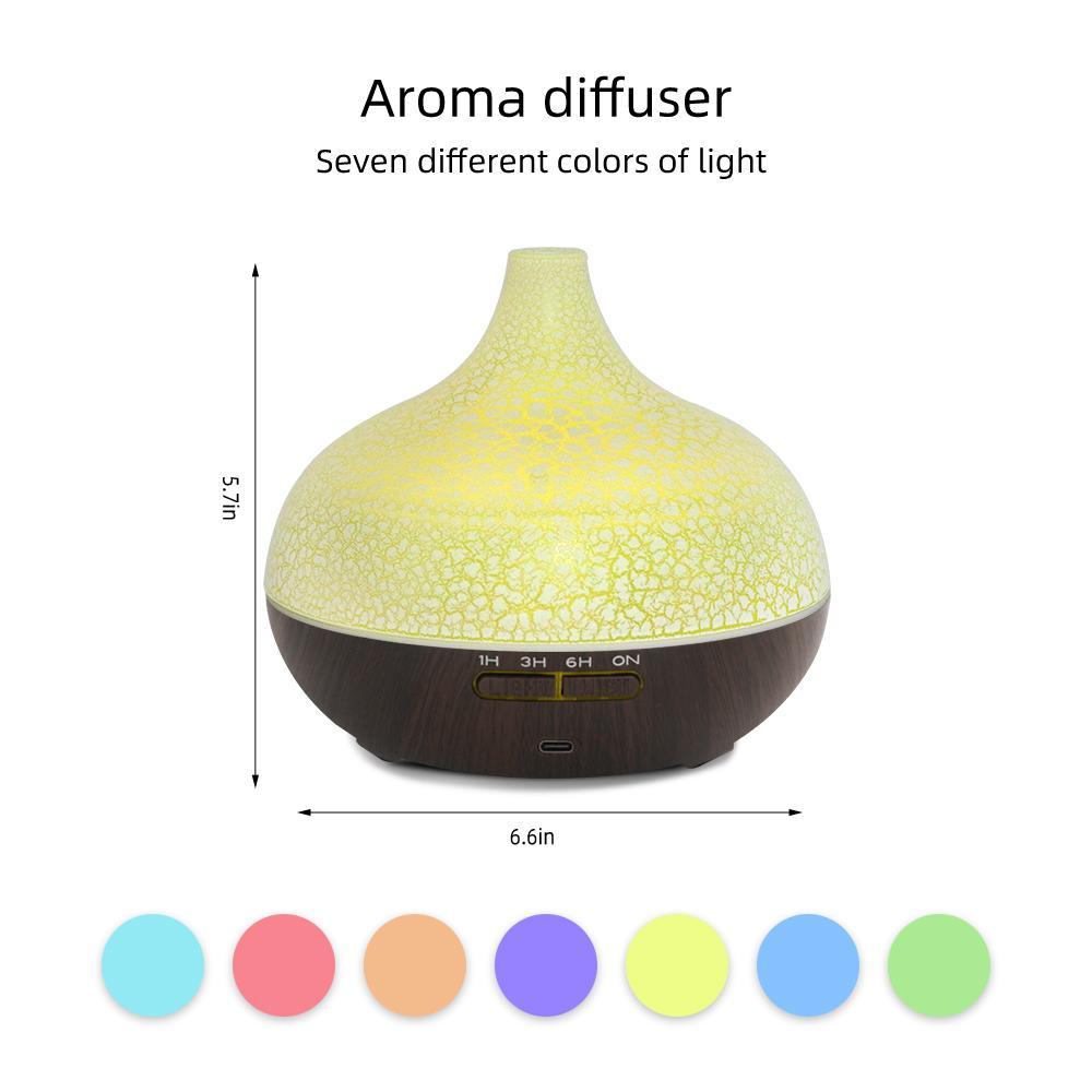 2 pieces Wood Grain Humidifier Diffuser 550ml Remote Control Quiet 12 Essential Oils