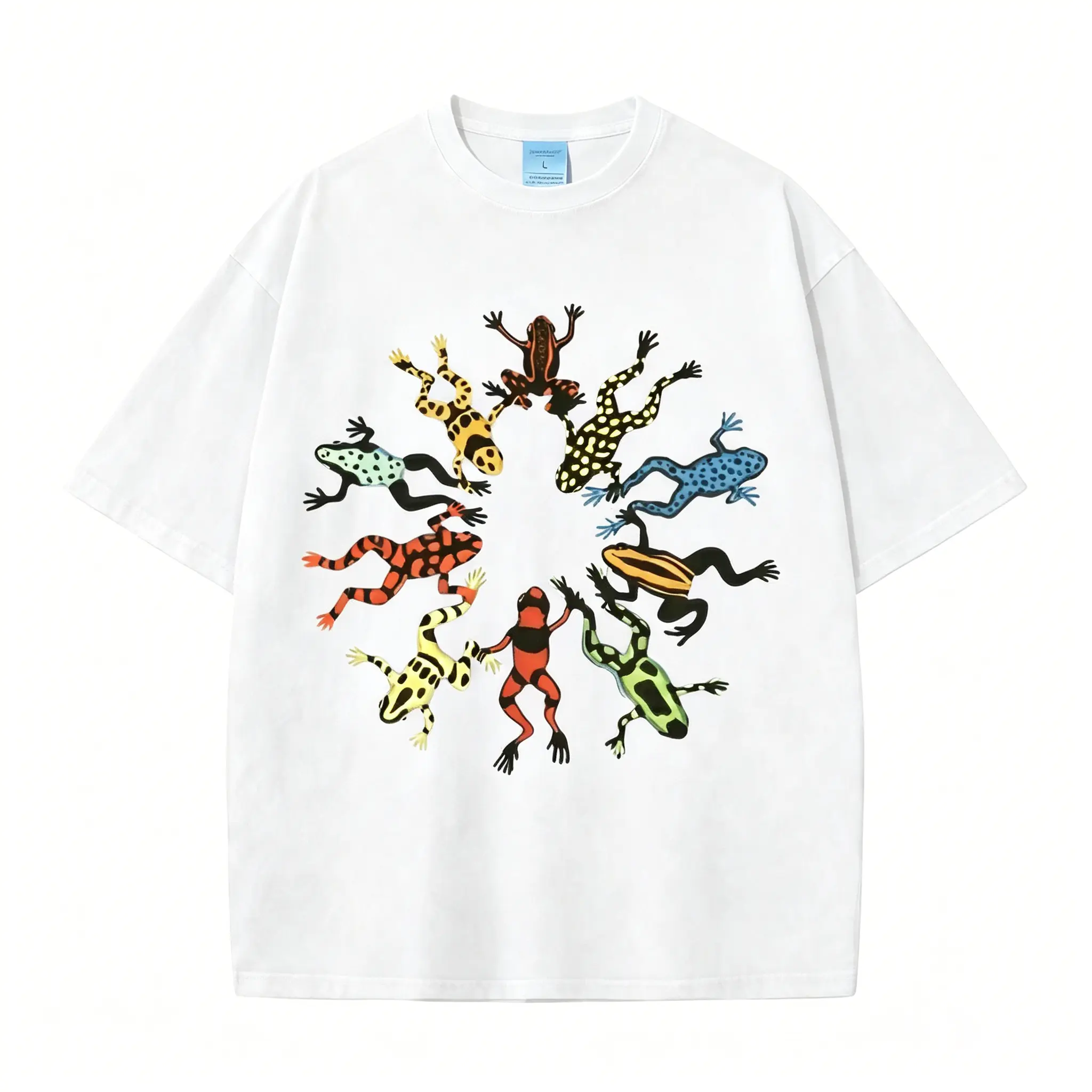 Dancing Frog Feast Print T-shirt, High-quality Batik Vintage Fashion Brand T-shirt, Unisex T-shirt, Popular Daily Wear T-shirt, Holiday Gift, Perfect Present