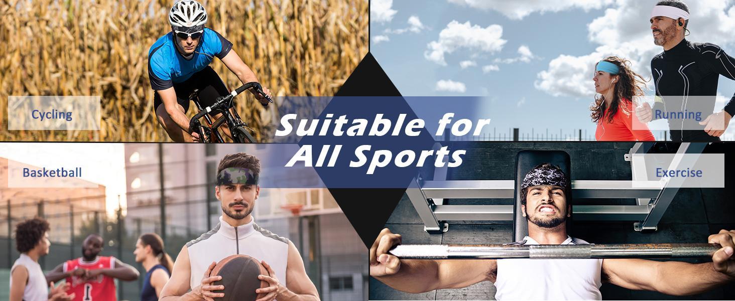 [Mother's Day Gifts]5 Pack Non-Slip Sweat-Wicking Sports Headbands, High Elastic & Comfortable for Yoga Fitness Running, Unisex Design