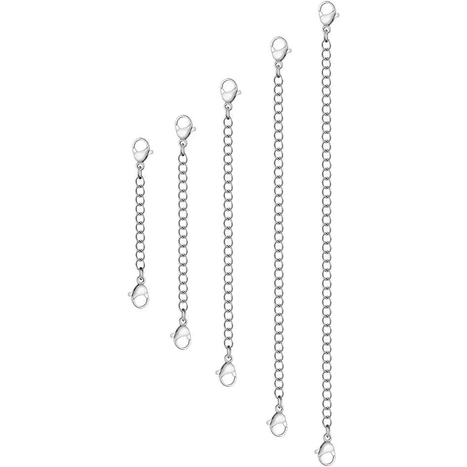 5 count  Stainless Steel Necklace Extender Chain Links  for Women |  Necklace Extenders for Women Anklet Bracelets Stainless Steel Chain Extender for  Making 2In 3In 4In 5In 6Inch