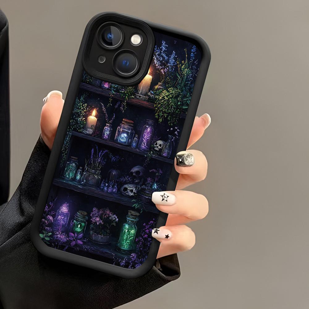 Phone Case - A Stylish TPU Phone Cover Featuring a Witch-Themed Bookshelf Design, Designed to Be Shockproof And Resistant to Drops, Compatible with for iPhone 17 E Air Pro ProMax iPhone16 15 14 Plus 13 12 Mini 11 X XS XR, for Halloween