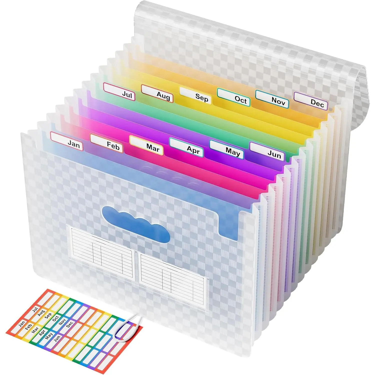 12-Pocket Accordion File Organizer, Expandable File Folder with Colorful A-Z Tabs, Portable Bill & Receipt Organizer, Desktop Letter/A4 Document Storage for  & Office-Blue