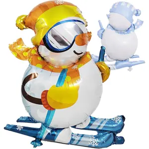 Foil Balloons, Skiing Snowman, 2 Pack – Winter Party Decorations, Ski Party & Ski Birthday Decorations, Christmas Snowman Balloons for Kids, Classroom & Winter Olympics Decor
