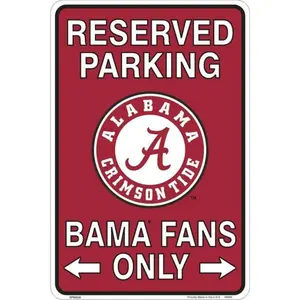 Alabama Team Fan Reserved Parking Sign, Metal Aluminum Wall Decor, Durable Identification Plaque, Perfect for Sports Enthusiasts