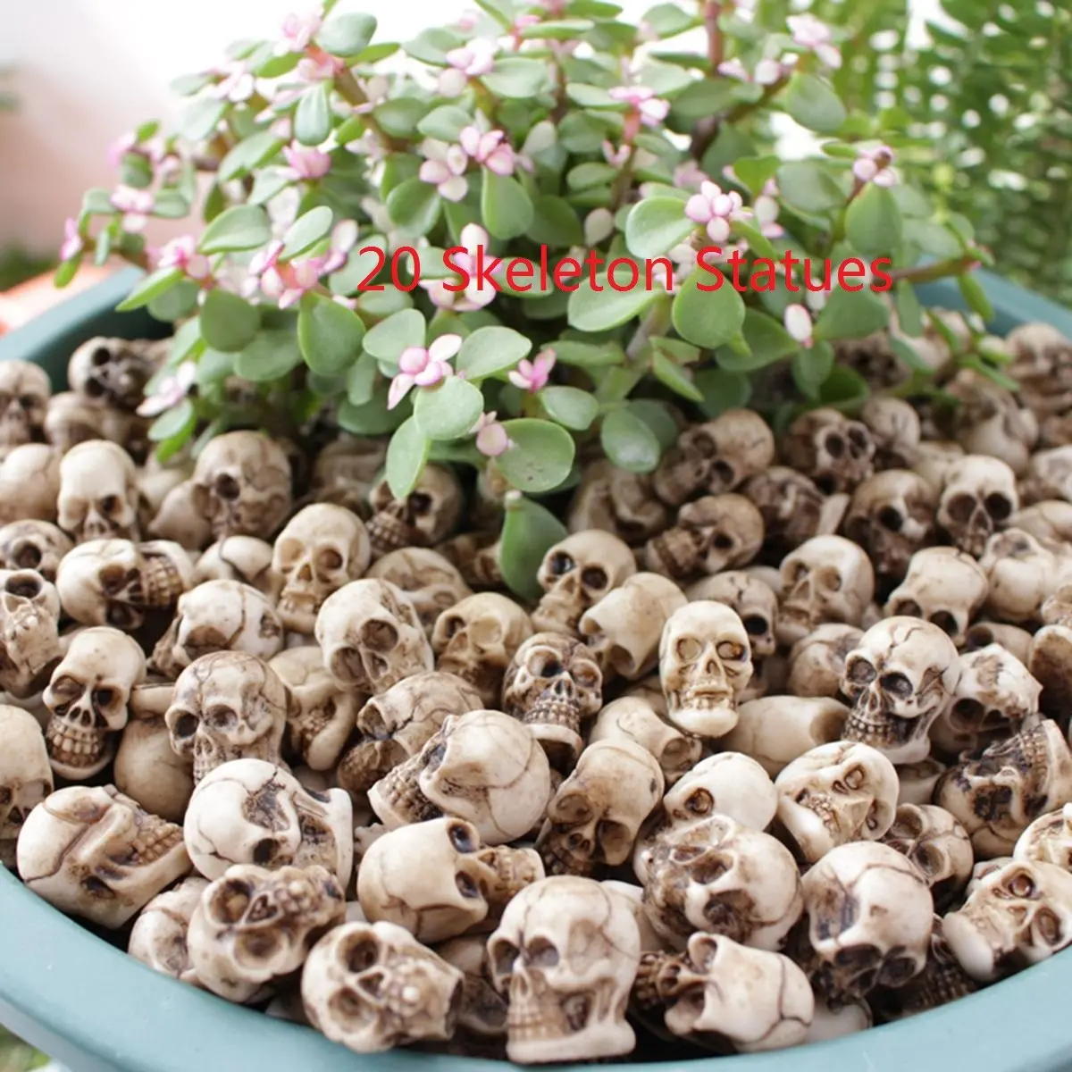 Mini Skull Decoration, 20pcs/set DIY Skull Ornaments, Decorative Statues, Halloween and Ghost Festival Spooky Atmosphere Decor, Fish Tank Bottom Sand Decoration, Portable Use, Decorative Sculptures, Decorative Ornaments, Resin Ornament Set