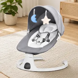 ARCH Baby Swing, Portable Electric Rocker with 5 Natural Speeds, Remote Control, Bluetooth, Timer, Gray Fabric-Plastic, 0-12 Months, Up to 20 lbs
