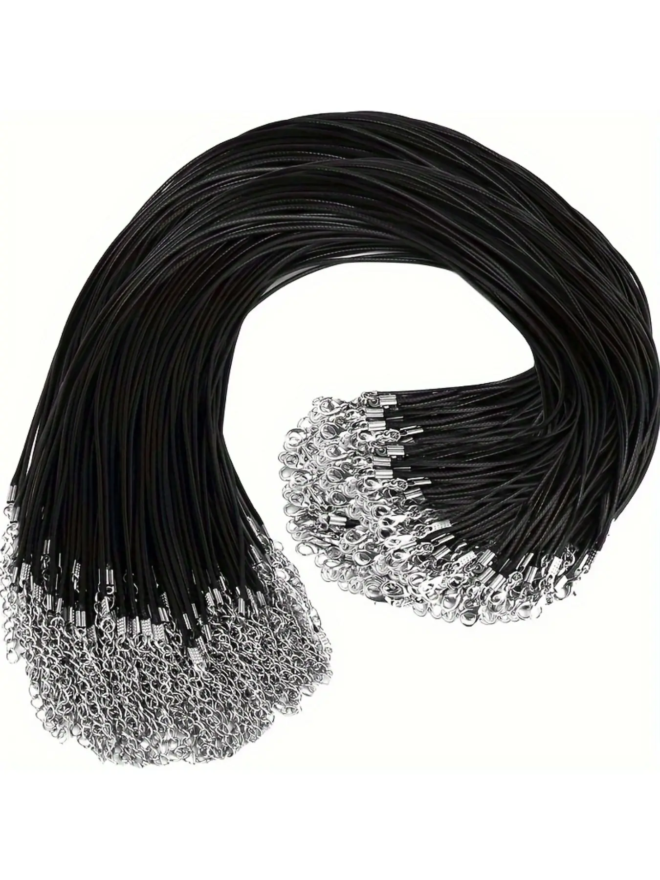 100 Strands Black Leather Necklaces with Buckles for Pendants High Quality Jewelry Making Waxed Necklaces Bracelet Ropes Additions -Beading Cords And Threads