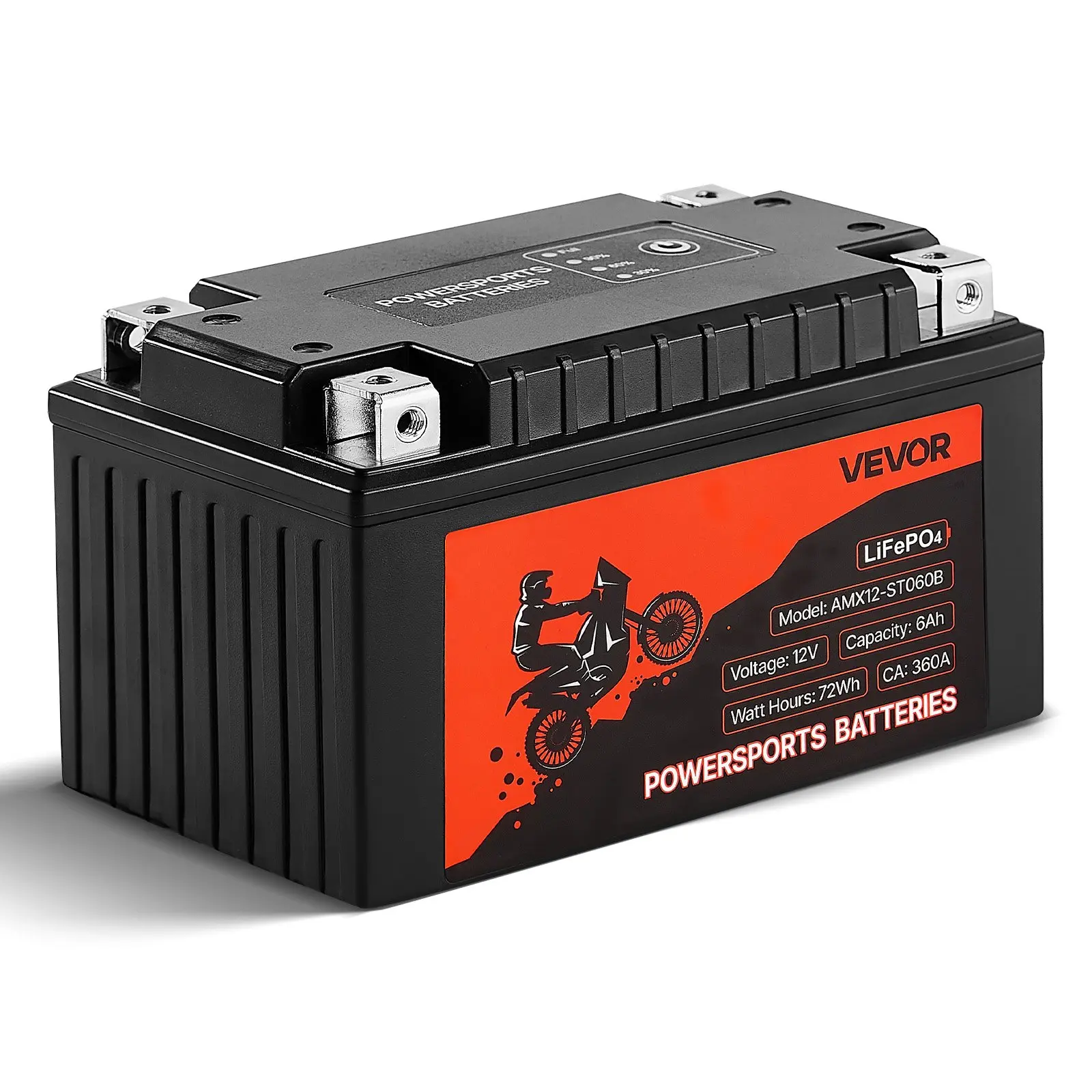 【DealsForYouDays】VEVOR Motorcycle Battery, 12 Volt 6Ah, LiFePO4 Lithium Pre-Charged Powersports Battery, Maintenance Free High Performance, Compatible with ATV, Motorcycle, Jet Skis, Scooter, UTV, and More