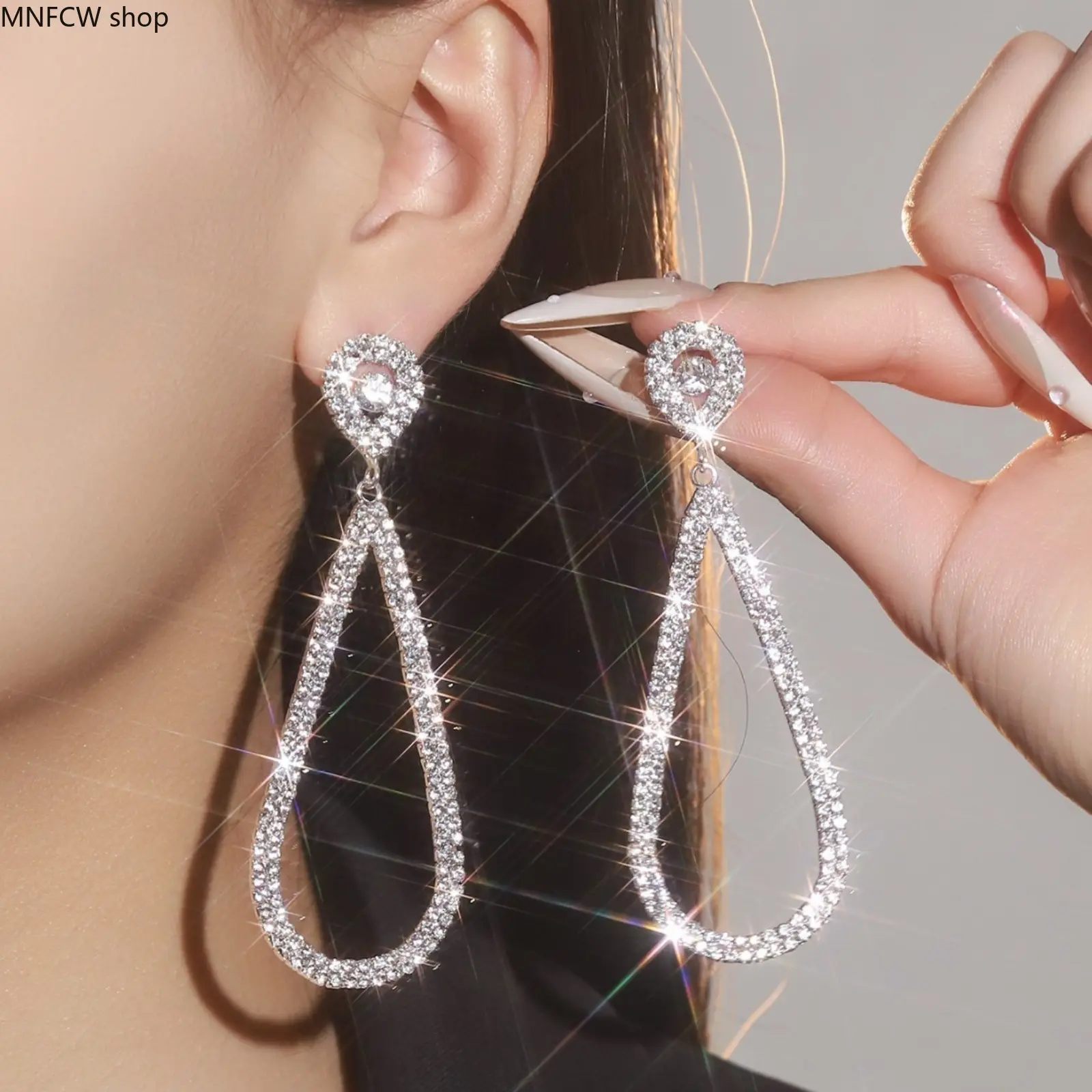 Luxury Geometric Rhinestone Statement Earrings | Long Tassel Dangle Earrings for Wedding, Bridal & Evening Party | High-End Jewelry