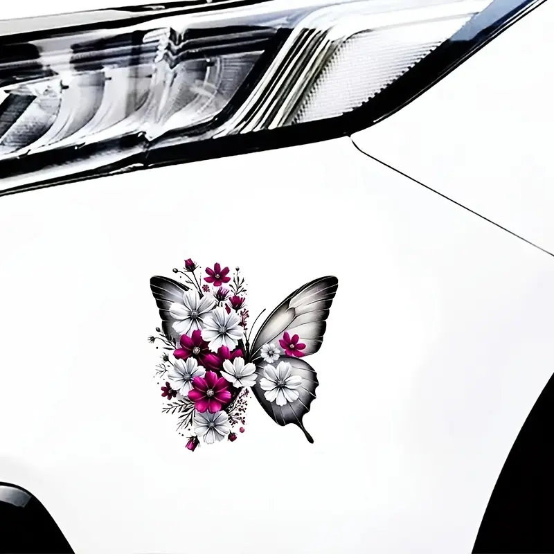 Butterfly & Floral Vinyl Stickers, Car Decals, Automotive Decals - for Cars, Trucks, Motorcycles, Windows and Walls - Self‑Adhesive, Single‑Use - Sticks to Glass, Metal and Ceramic Surfaces