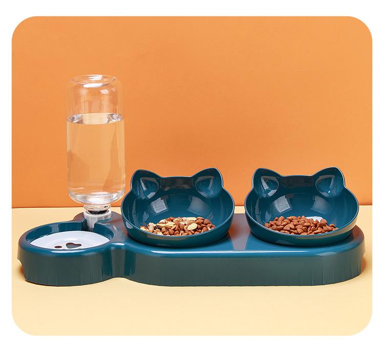 Tilted Cat Dog Double Bowls Neck Protection Anti-Spill Food Water Feeder Anti-Slip Cat Bowl for Cats Dogs Rechargeable Livestock Prod with Flexible Shaft pet stuff pepper spray dog bugs detector reverse slow feeder shaped harness silicone raised food bowl