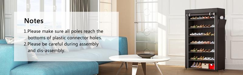 SUOERNUO 7 Tier Portable Metal Storage Organizer with Dust Cover Non Woven Side Shoe Shelf Cabinet Waterproof Smooth Installation Large Space Efficient Solution for Entryway Bedroom Dormitory Racks