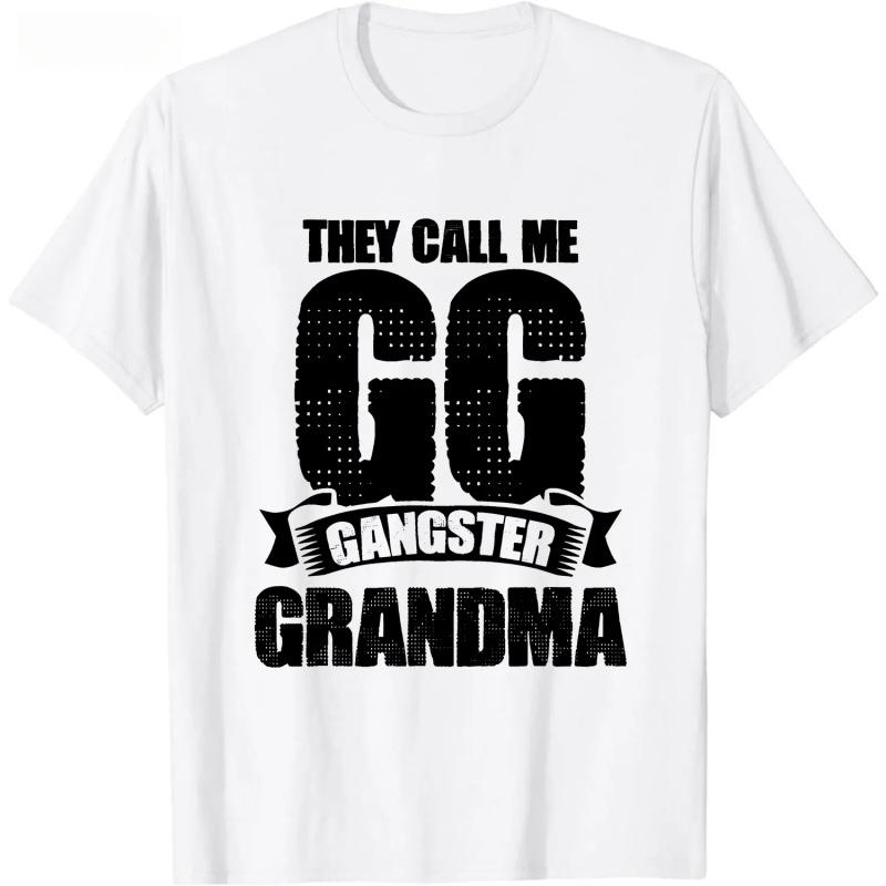 Funny "GG Gangster Grandma" Graphic Tee, Crew Neck Short Sleeve T-Shirt, Hilarious Gift for Grandma, Gigi, Nana