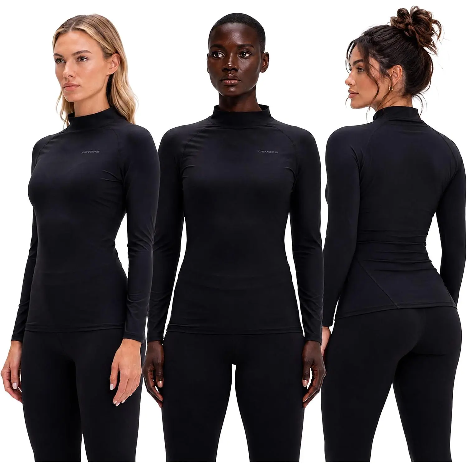 3 Pack Women's Turtle Neck Long Sleeve Shirt Compression Tops Undershirts |   high stretch,buttery-soft, Workday Wear, Underscrub, Sun Protection, Athletic, Daily Shirts