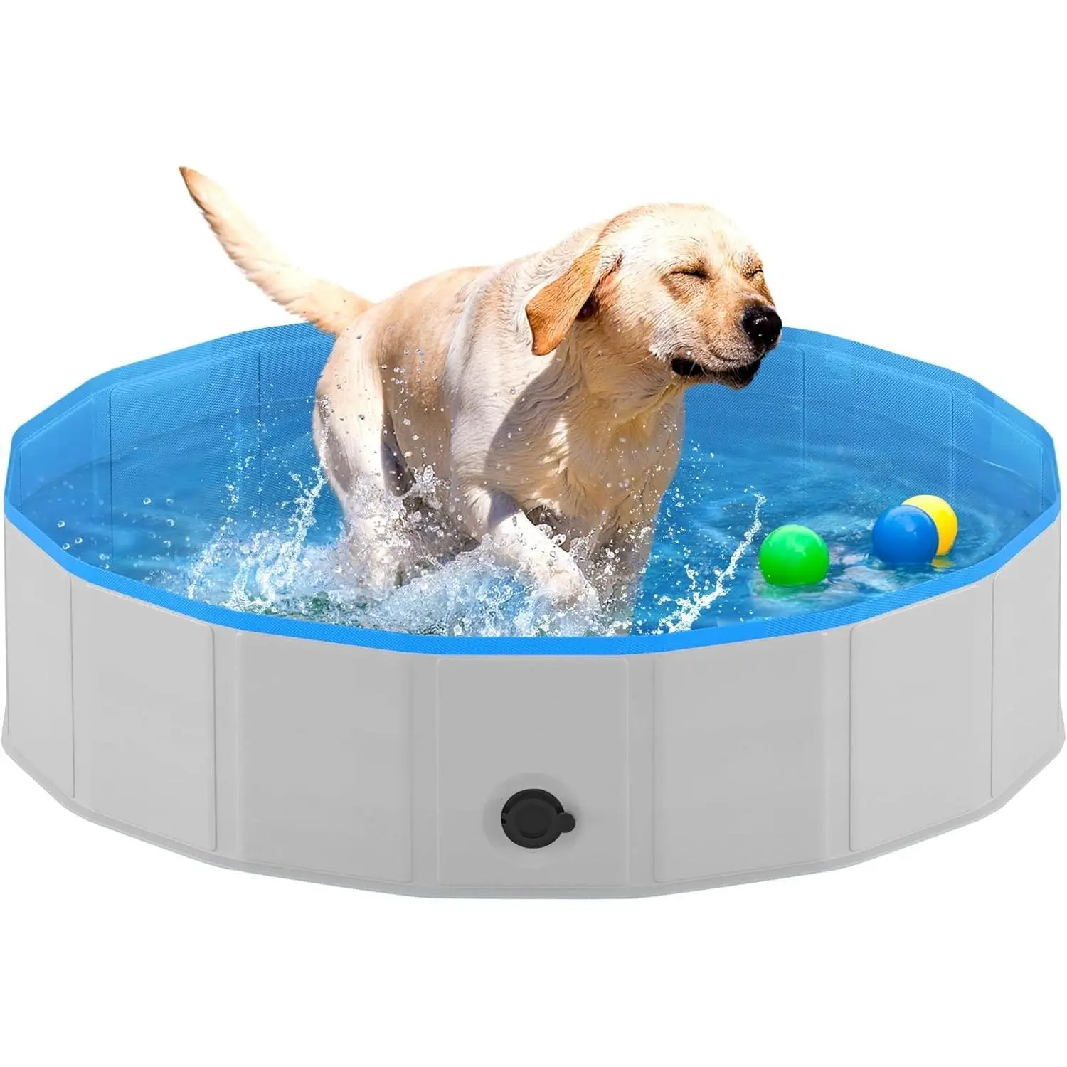 Foldable Dog Pool, Collapsible Hard Plastic Dog Swimming Pool, Portable Bath Tub for Pets Dogs and Cats, Pet Wading Pool for Indoor and Outdoor, 40 x 12 Inches