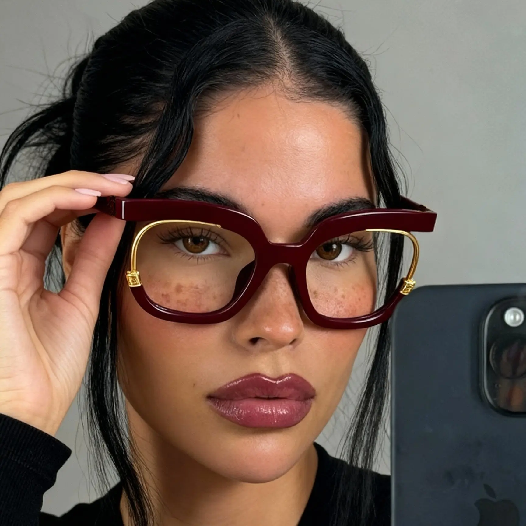 European American Fashion Large Frame Blue Light Blocking Glasses, Owl Shape Clear Lens Eyewear, Multi-color Optional Trendy Decorative Spectacles