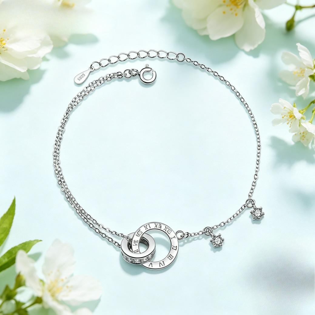 S925 Sterling Silver Roman Numeral Bracelet for Women Double Layer Retro Luxury Jewelry Gift for Girls S925 Sterling Silver Roman Numeral Bracelet for Women Double Layer Retro Luxury Jewelry Gift for Girls