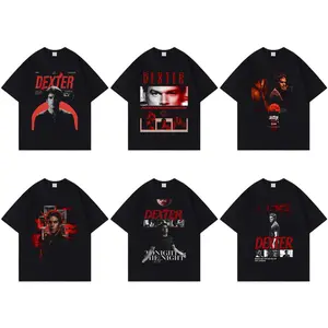 Fashion TV Dexter Classic Oversized Cool INS Streetwear Crew Neck Pure Cotton Soft T-shirt Women Men Unisex Summer Comfortable and Stylish Items Holiday Gifts Father's Day