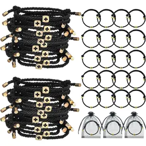 36 count  Bracelet Bulk Adjustable Christian Braided  Bracelet for Men Women  Christian Valentine  for Bautizo Recuerdos Christening Wedding Supplies with Organza Bag