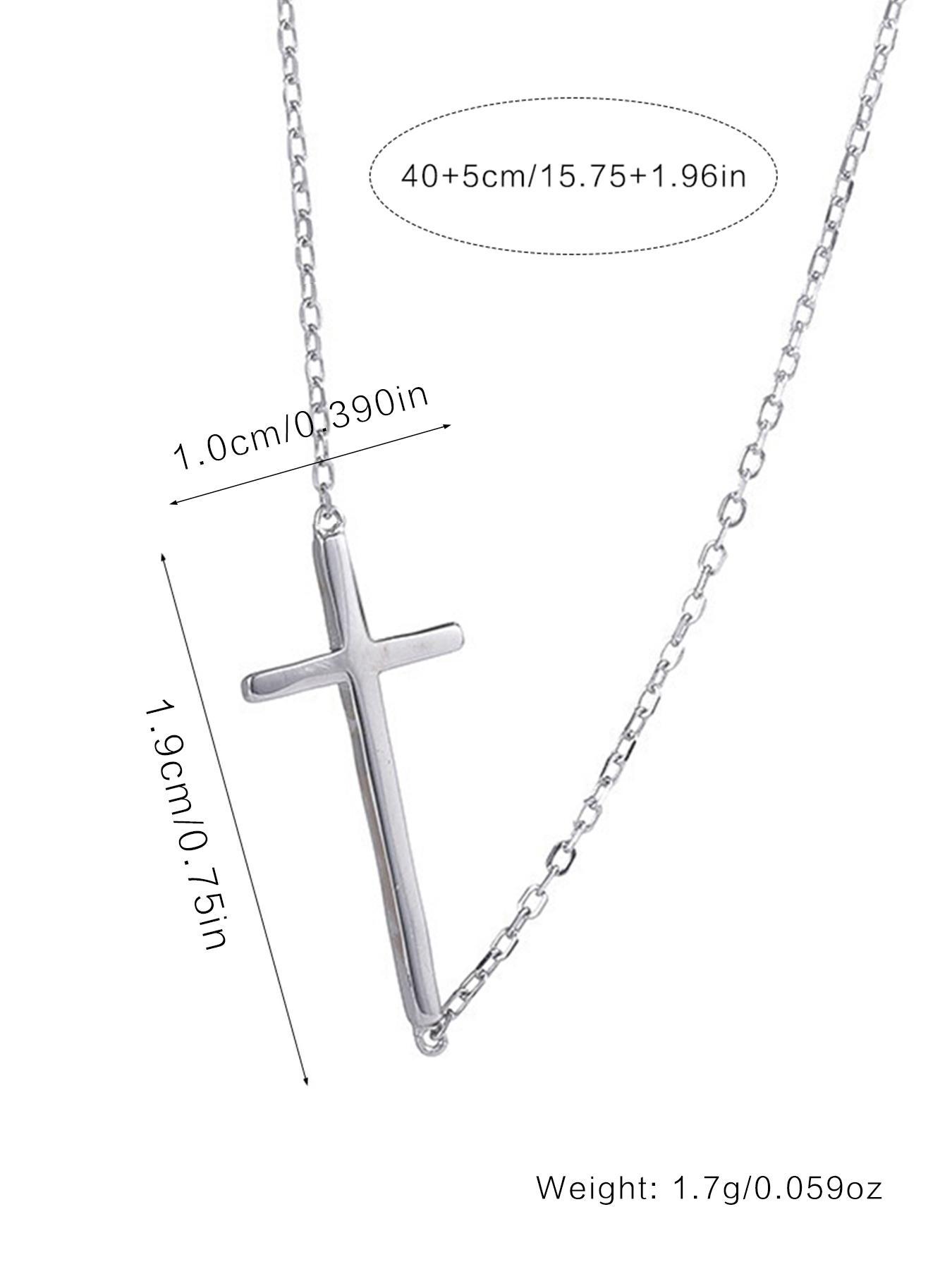 S925 Sterling Silver Simple Cross Pendant Necklace for Women, Fashion Jewelry for Party, Daily Clothing Decor, Trendy All-match & Exquisite Jewelry for Birthday Gift, Trendy Charms Necklace