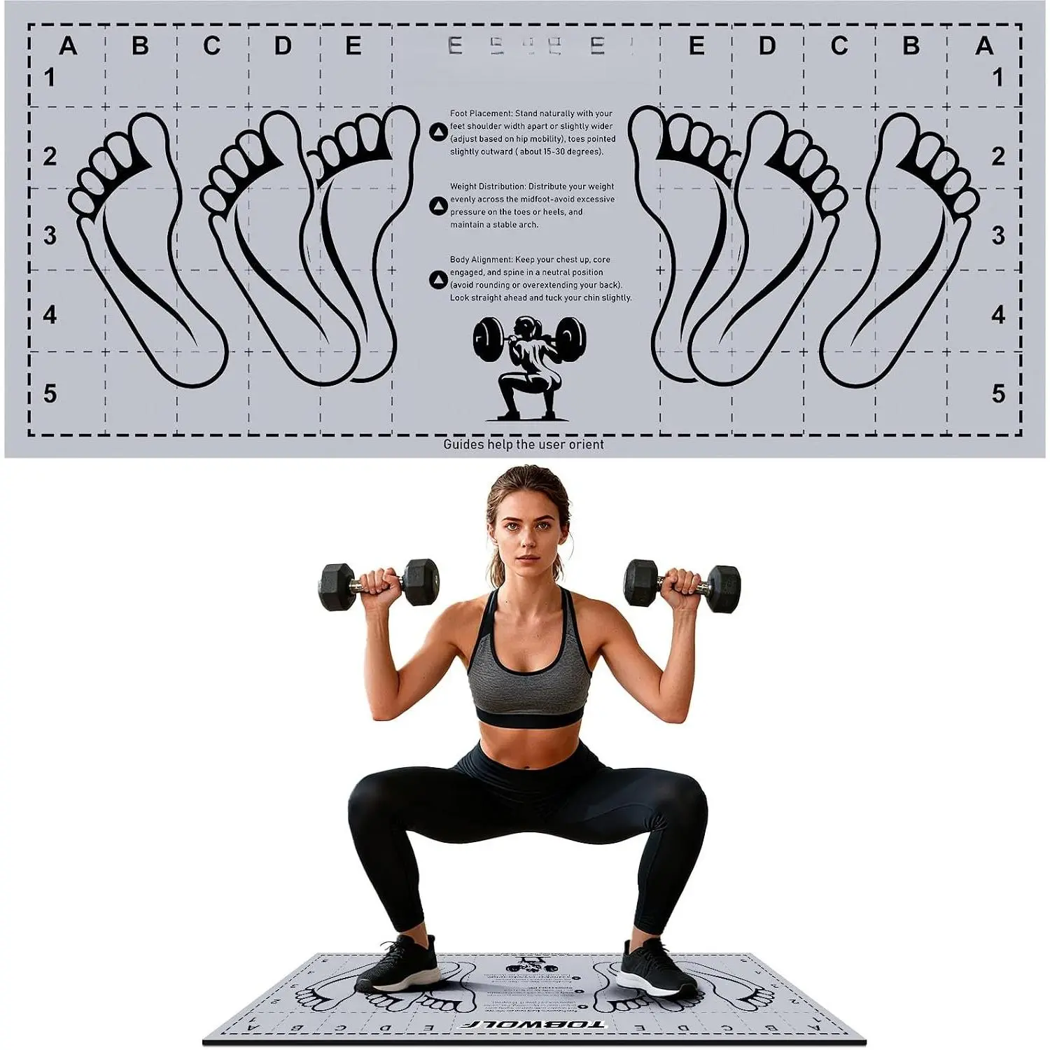 31.5'' X 13.8'' Non-Slip Squat Mat with Foot Position, Pro-Grade Exercise Mat  for Squats,  and Lunges, Improving  Activation, Versatility and Safety, Ideal for  Fitness Enthusiasts