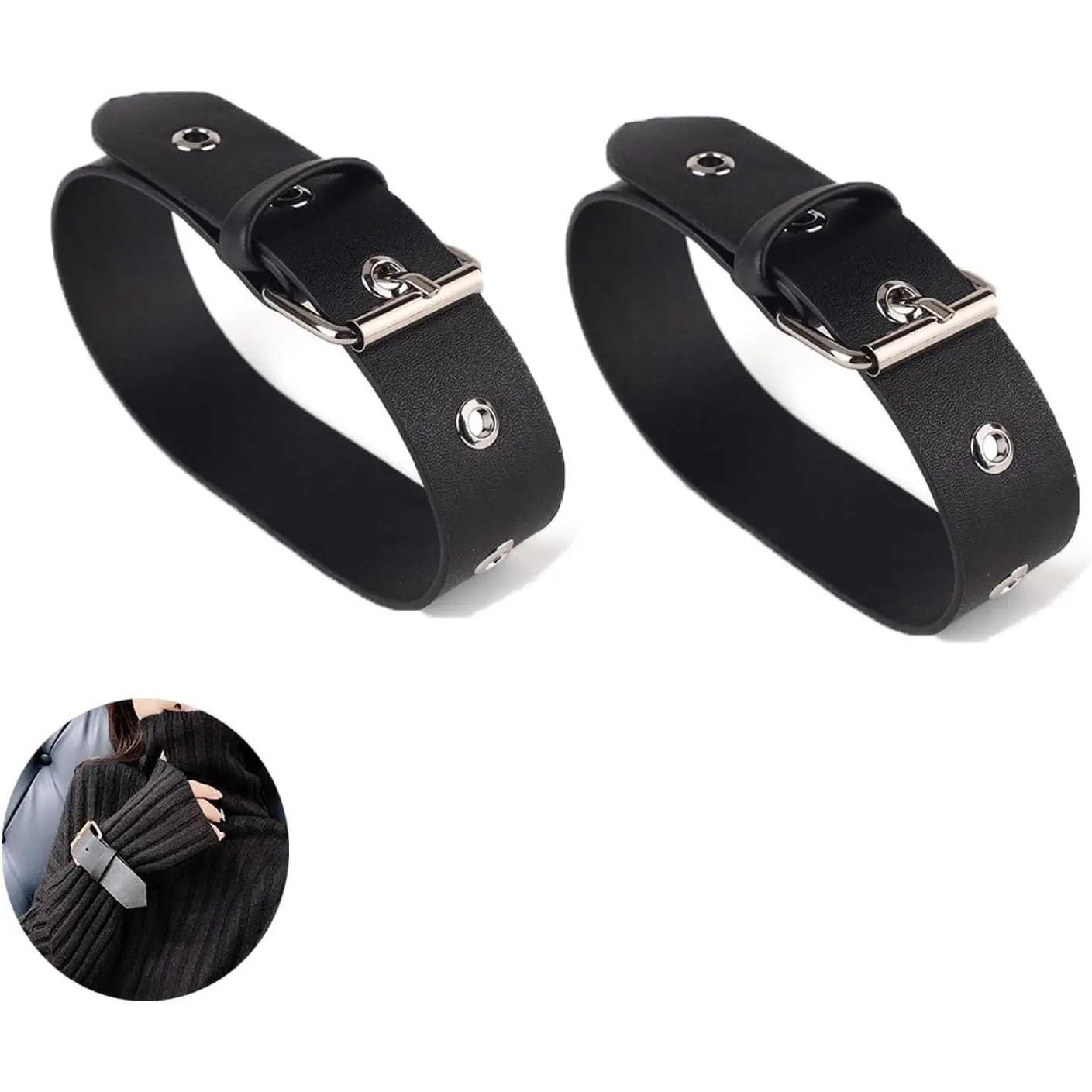 2 Pack Kilt Extender Straps Adjustable Leather Band Cuff Belt Buckle Fastener  for Coat Sleeve Dress Jacket Shoes  Thigh Garter