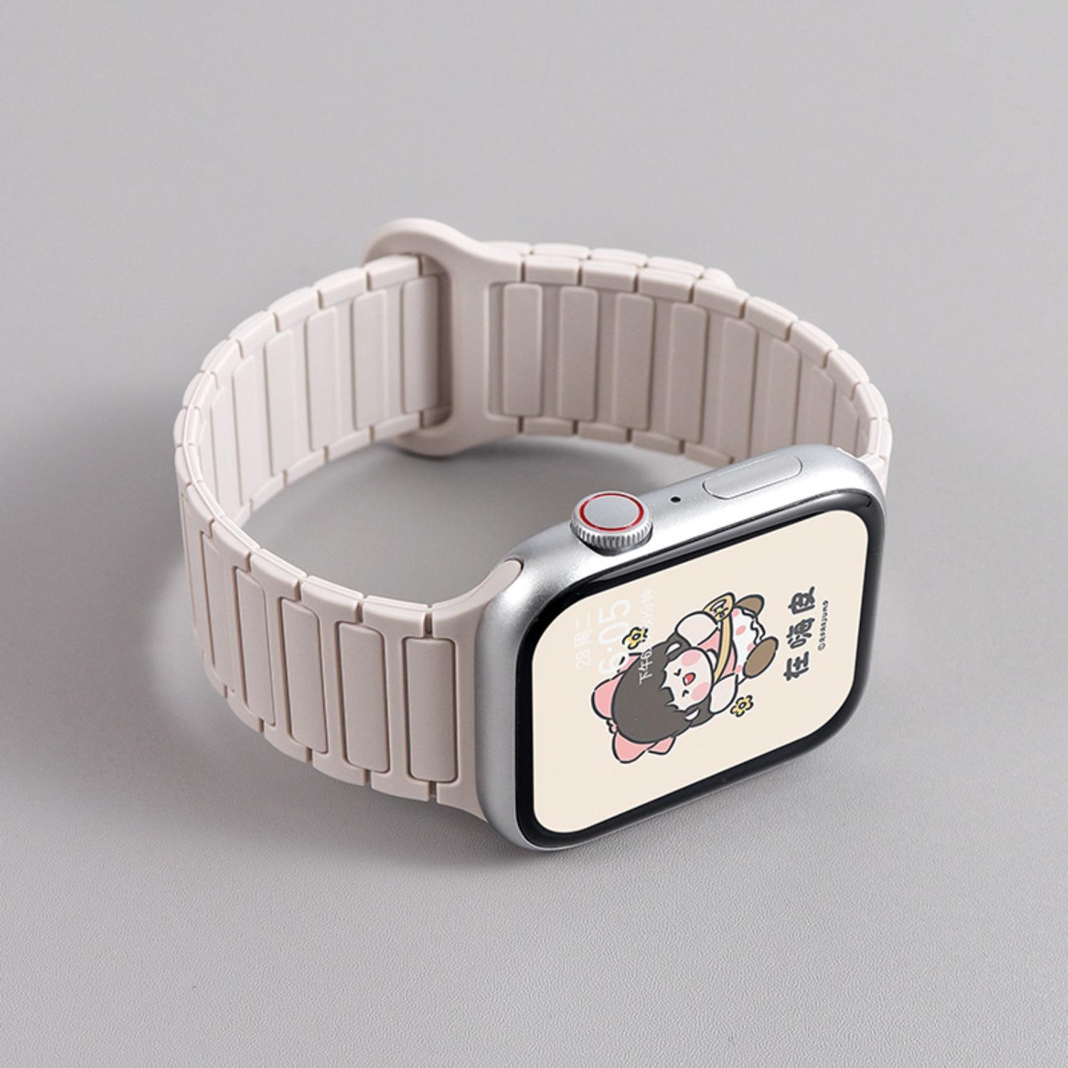 Compatible Apple Watch Band — Silicone Magnetic 3-Link Dual-Color Sports Strap for Apple Watch Series 1–10