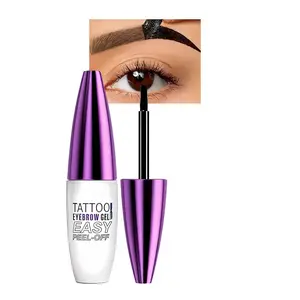 Peel Off Tattoo Eyebrow Gel, Semi-Permanent Brow Tint Lasts Up To 3 Days, Waterproof Sweatproof Smudge-Proof Peel Off Eyebrow Dye, Natural Fuller Defined Brow Color