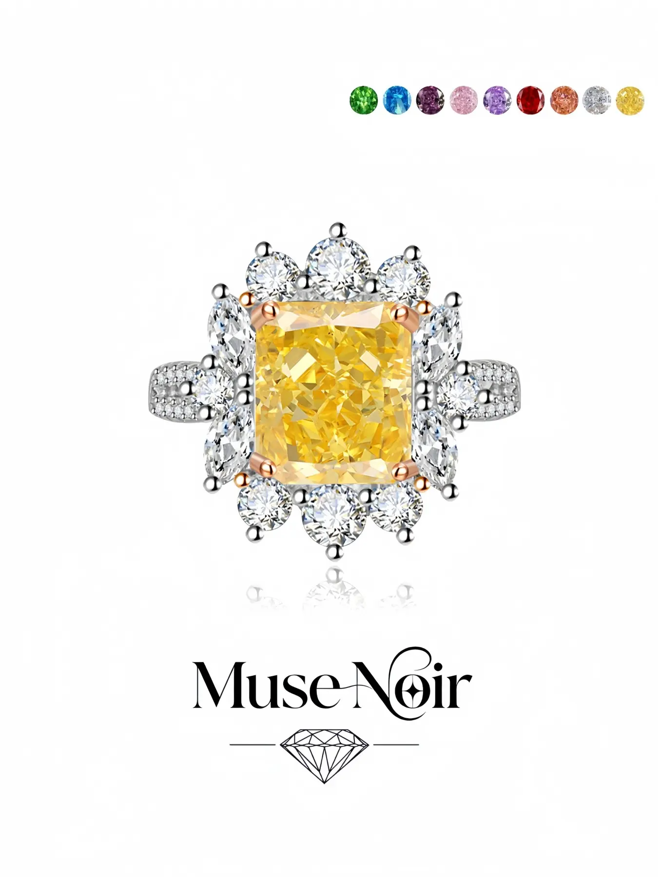 Marigold Shadow, light luxury ring set with brilliant high-carbon yellow gemstones, icy-cut adjustable band with dazzling shine. Perfect for dates, weddings, daily wear, vacations and formal dinners.
