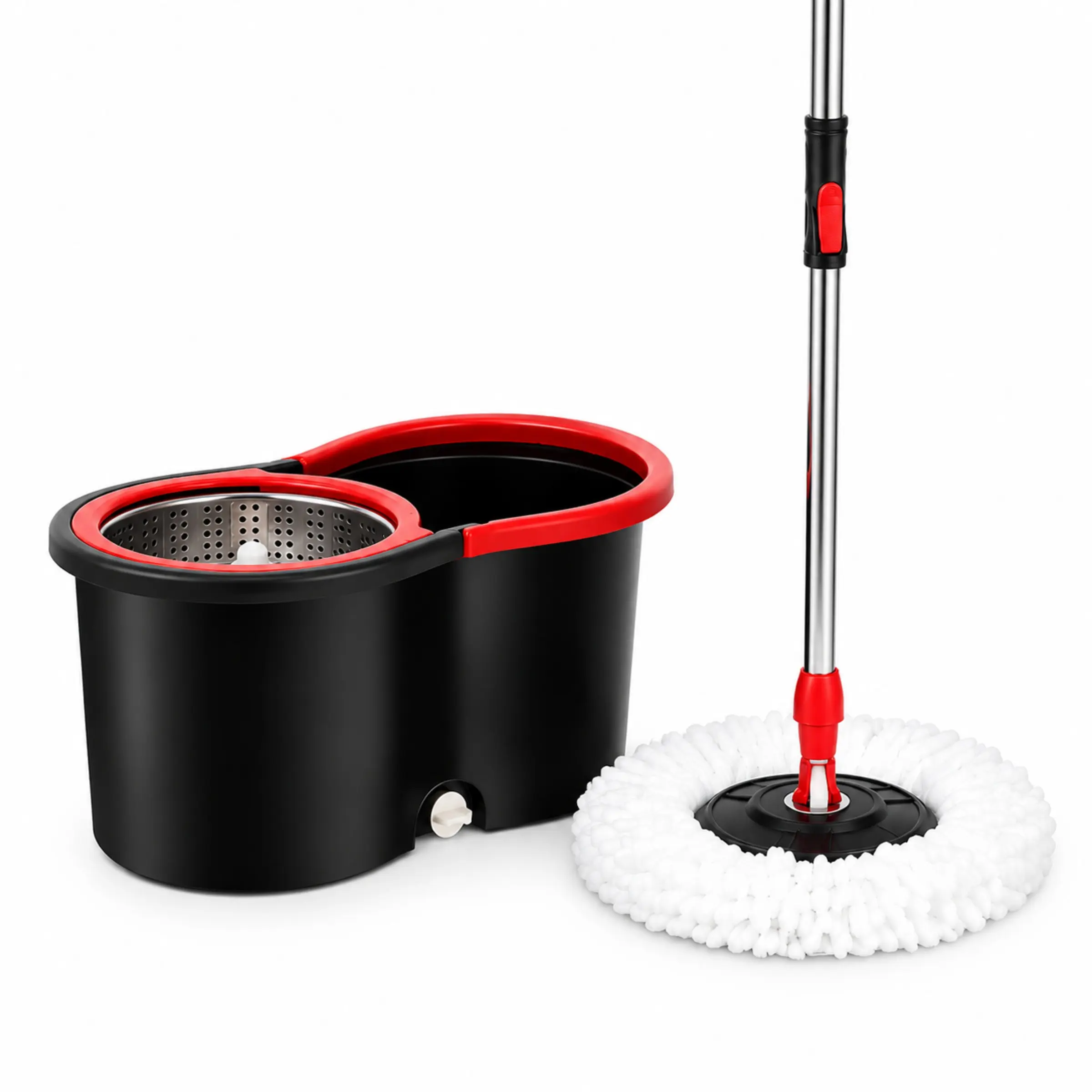 Home Kitchen Lazy Mop Bucket, Dry Wet Dual Use, Stainless Steel Basket, No Hand Wash, 360 Rotation Round Mop Bucket, Easy Cleaning Tool