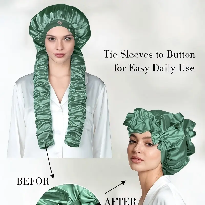 New Satin Sleep Cap, Heatless, Anti-Slip Design, Hair Wrap Cap, Perfect for Braids and Long Hair Styling, Daily Hair Care, All Seasons, Bonnets for Sleeping