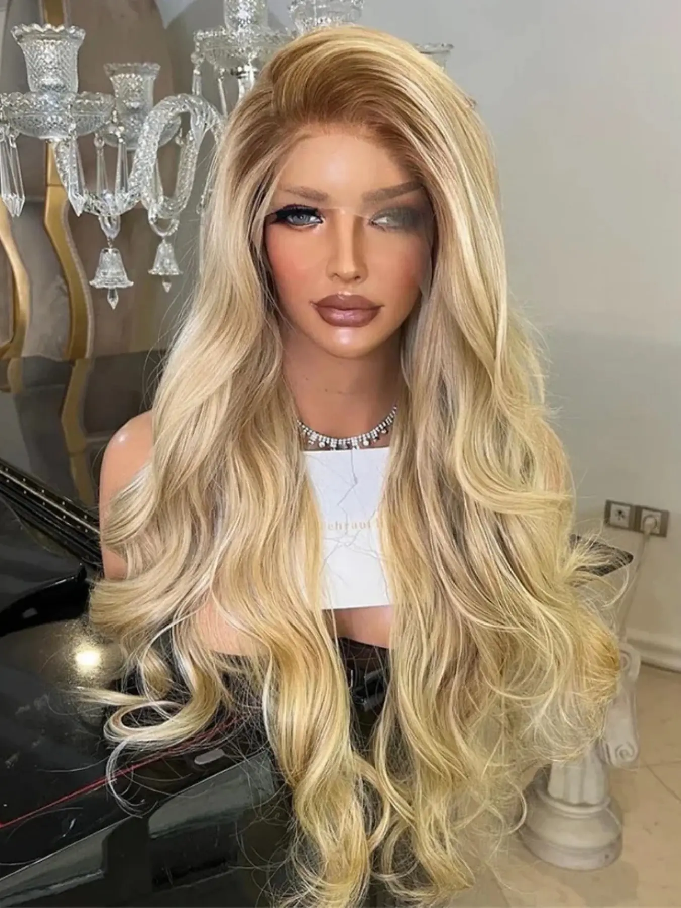 13x4 Front Lace Women's Wig, 14 Inch Glitter Big Curl Style, 150 Density High-Quality Human Hair, Soft and Smooth, Pre-Trimmed, Human Hair Wigs