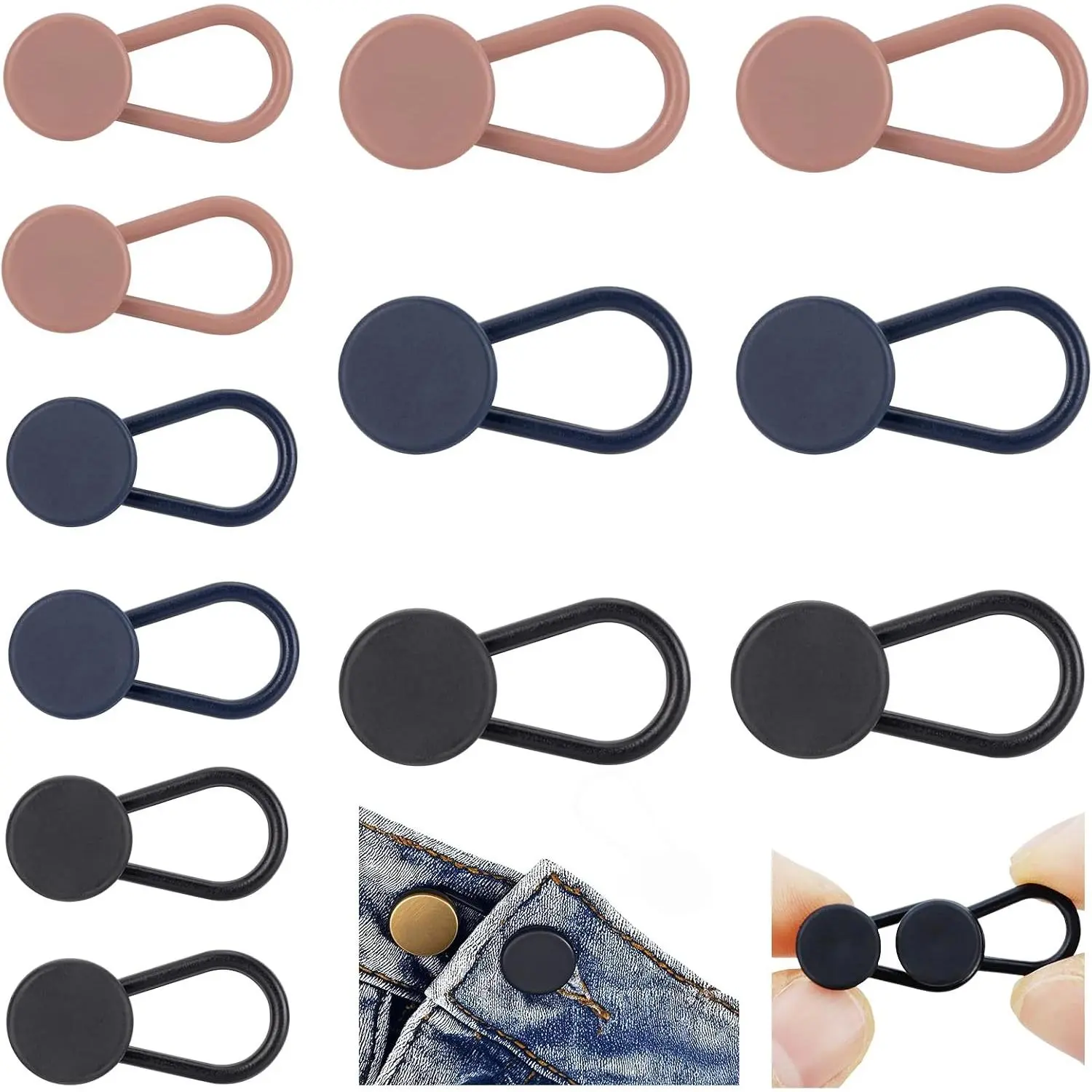 12-Pack of Extenders for Jeans, Pants  Button Extender Fantastic Extender for  Trousers and Shirts in 3 Colours for Men and Women No Sewing  Waistband Extension 1-1.4 Inches