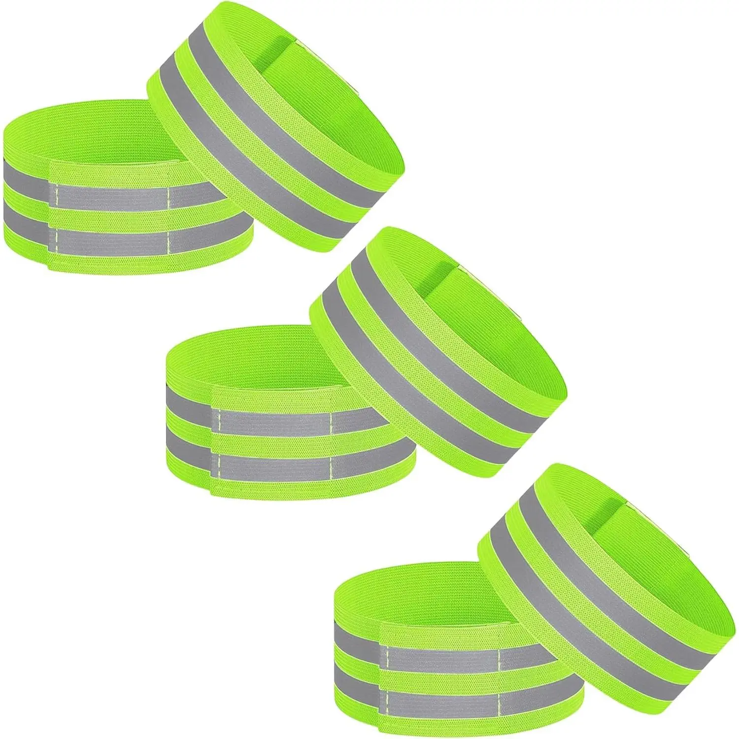 6 Pack of High Visibility Reflective Bands Wristbands for Cycling Running Arm Wrist Ankle Bands  Straps and as  Pants Cuff Clip