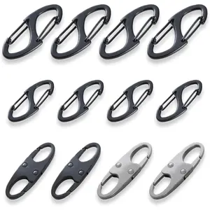 12 PCS Double Opening Small Carabiner Anti Theft Zipper Clips, Zipper Pull Replacement for Suitcase, Backpacks, Purses & Bags, Black & Grey