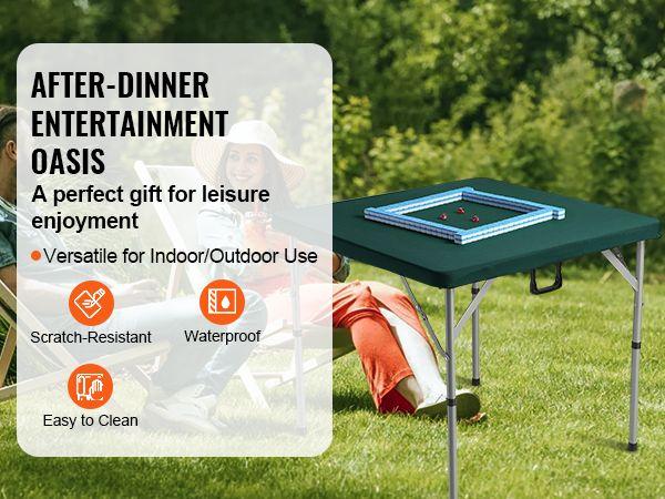 VEVOR Mahjong Table Fold-in-Half 4 Player Card Table & Wear-Resistant Tabletop