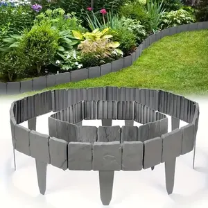 30-Piece Interlocking Garden Fence Set, Stone Texture, Easy Install, Durable Outdoor Landscape Barrier, Low Maintenance, Thickened Design