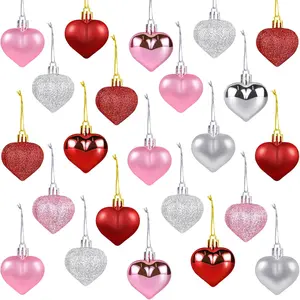36 count Heart Ornaments Valentines Day Decorations Red   Glitter Valentines Ornaments for Tree  Heart Shaped Ornament for Wedding Anniversary Party Supplies