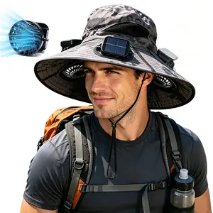 Triple-Fan Solar-Powered Bucket Hat - Rechargeable Cooling Sun Protection Cap for Outdoor Fishing, Summer Essential for Anglers, adjustable sunscreen hat,USA Summer Vibe summerwins high airflow, Hat With Fan, Solar Fan Outdoor Hat