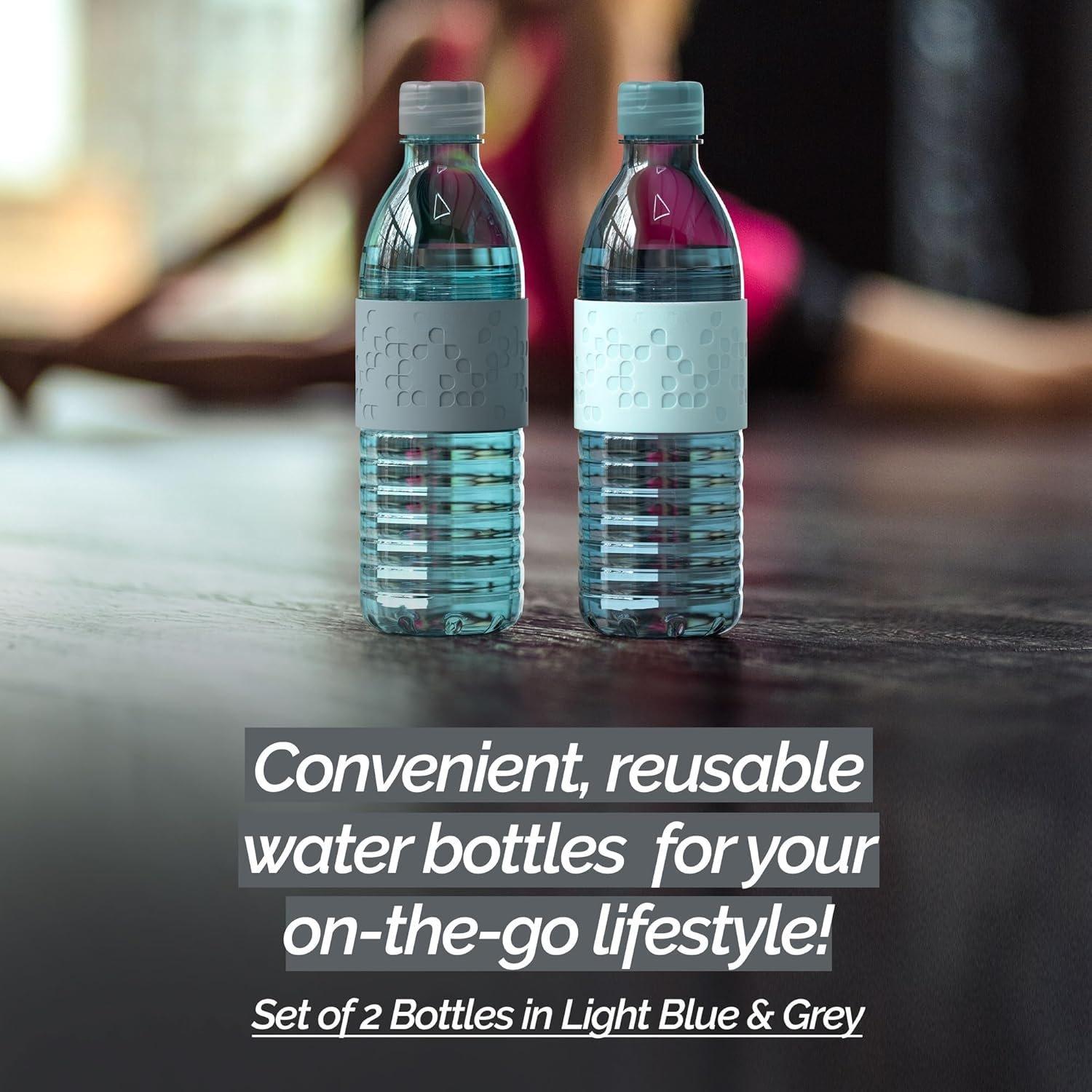 Water Bottle with Chug Lid, , Plastic, Dishwasher Safe, for Travel, School, Outdoors, and Gym, Hydra 16.9oz, Set of 2, Light Blue & Gray Water Bottle with Chug Lid, , Plastic, Dishwasher Safe, for Travel, School, Outdoors, and Gym, Hydra 16.9oz, Set of 2, Light Blue & Gray