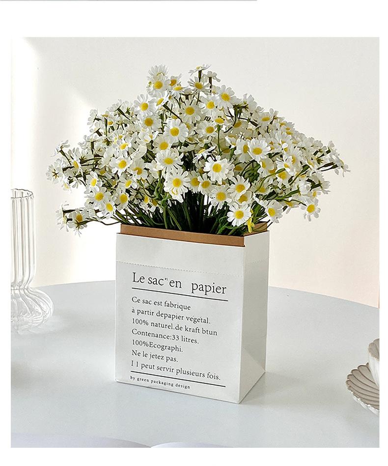 Chamomile artificial flower bouquet, small daisy fake flowers, living room decoration, table flower arrangement, decorative bouquet, photography prop