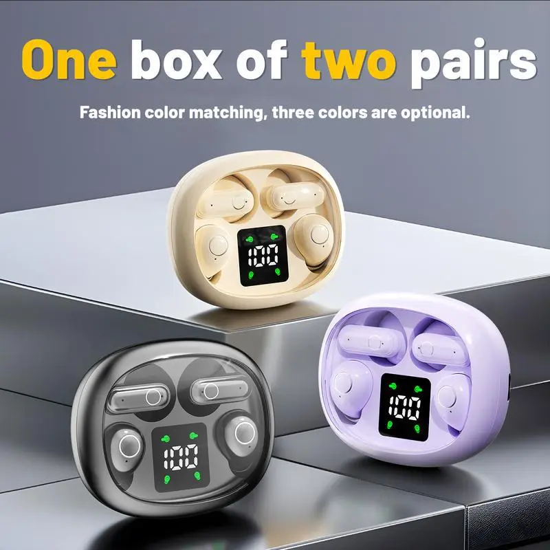 Bluetooth Ultra-Thin In-Ear Headphones - 2 Pairs Tiny Invisible Short-Handle Earbuds with Mic, Waterproof Charging, Instant Connect, Noise-Isolating Invisible Sleep Earbuds for Work & Sport, TikTok-Featured Electronics Set, Invisible Sleep Earbuds In-Ear